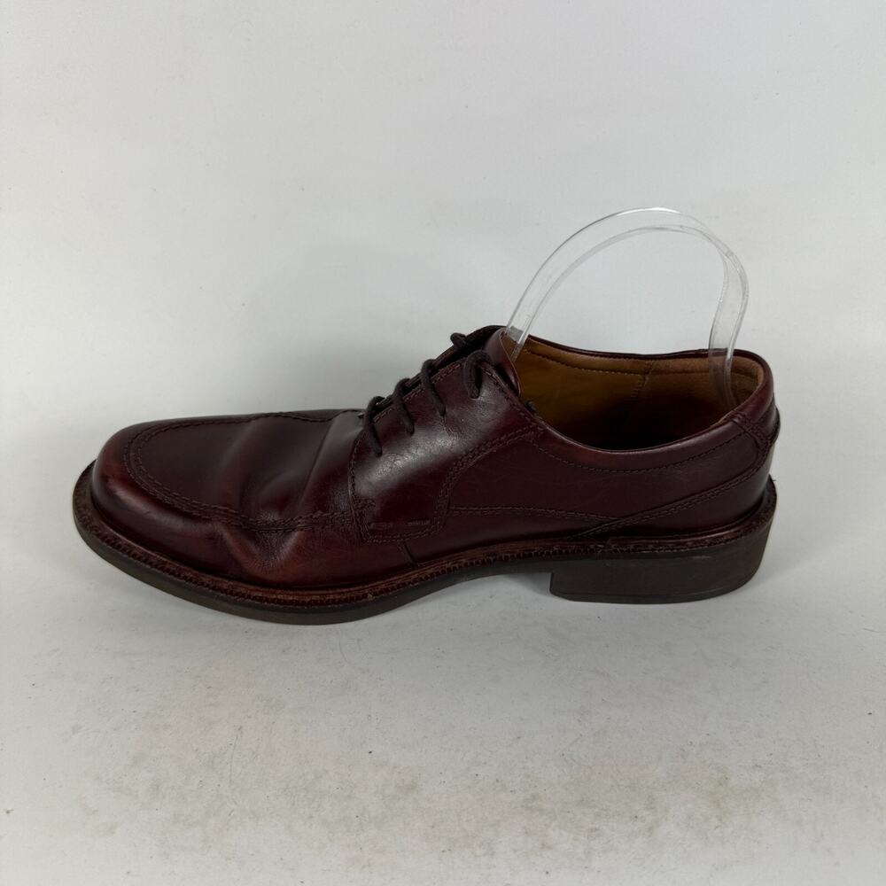 Ecco Austin Oxford Men's 8.5 Maroon Leather Apron Toe Lace-Up Low Top Block Heel - Picture 6 of 10
